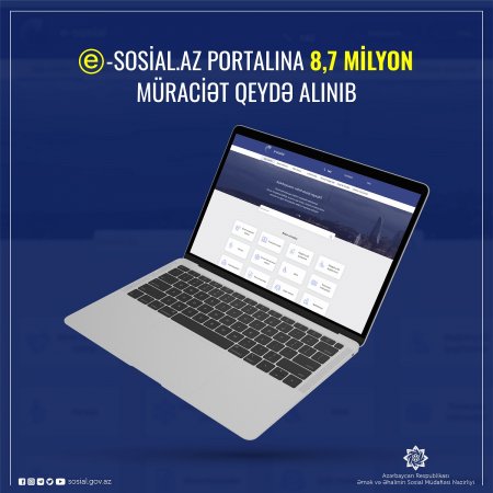 Yanvar-noyabr aylarında e-sosial.az portalına 8,7 milyon müraciət qeydə alınıb