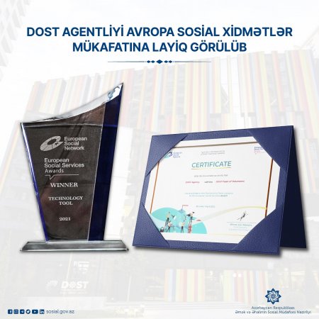 DOST Agentliyi Avropa Sosial Xidmətlər Mükafatına layiq görülüb