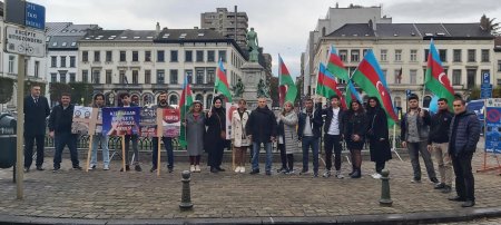 Brüsseldə Ermənistanın hərbi cinayətlərinə qarşı etiraz aksiyası keçirilib
