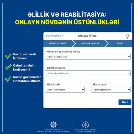Sabahdan əlillik məsələləri üzrə əyani qəbul yalnız onlayn qaydada  və ya “Whatsapp” ilə qeydiyyat əsasında aparılacaq