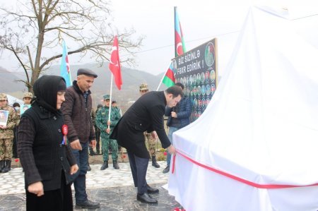 İsmayıllıda şəhidin xatirəsinə inşa edilmiş bulağın açılışı olub