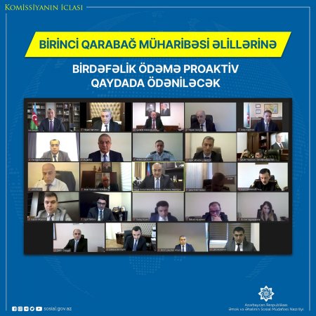 Birinci Qarabağ müharibəsi əlillərinə birdəfəlik ödəmələr də proaktiv qaydada təyin olunaraq ödəniləcək