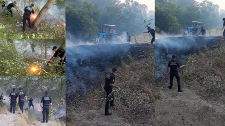 Şabran rayonunda baş verən yanğınların söndürülməsində polis əməkdaşları da yaxından iştirak ediblər
