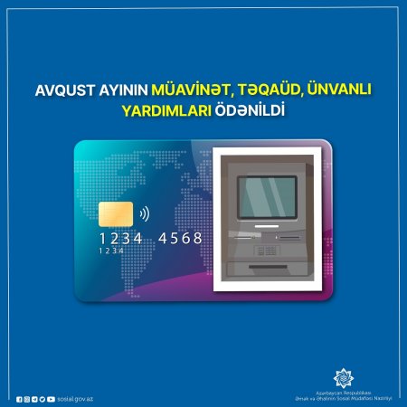 Avqust ayının müavinət, təqaüd, ünvanlı yardımları da ödənildi